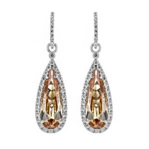 Charles Winston 20.59CTW Morganite Diamond Simulant Earrings